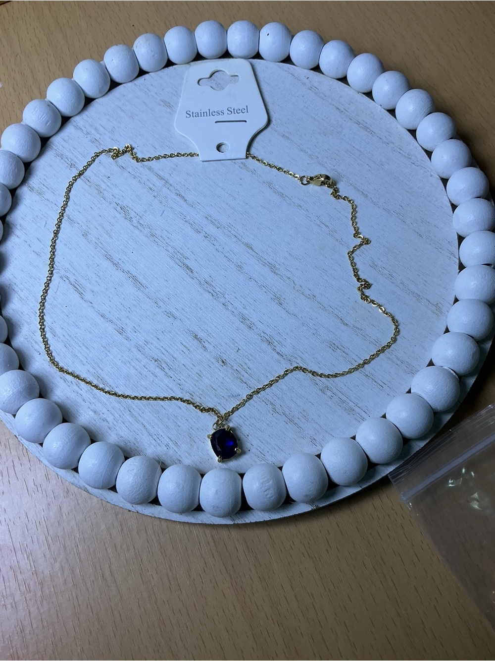 & Other Stories Gold Necklace with Deep Blue Pendant